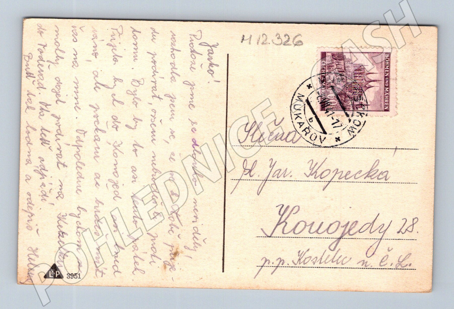 Pohlednice ČR 1941 květiny Čechy a Morava (M12326)