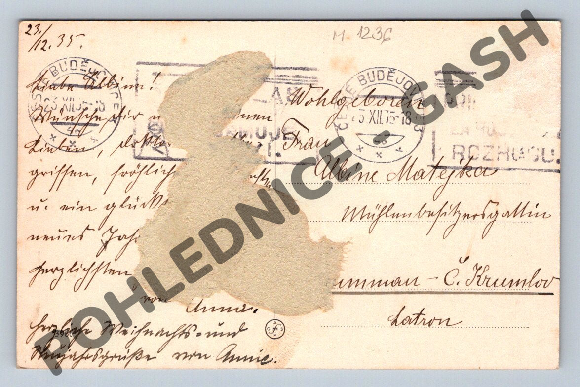 Pohlednice České Budějovice – zimní 1935 (M1236)
