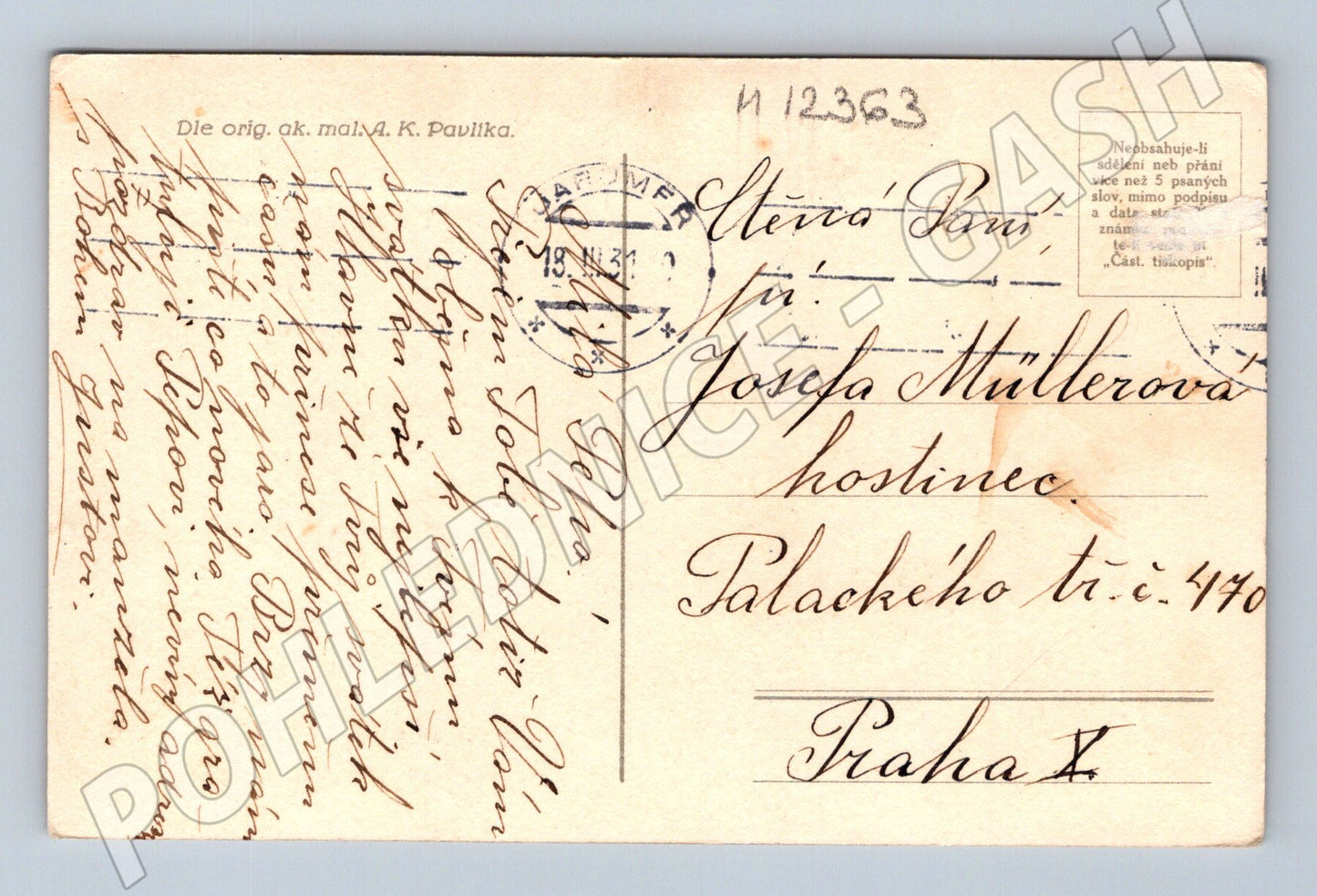 Pohlednice etnografie dívka v kroji (M12363)