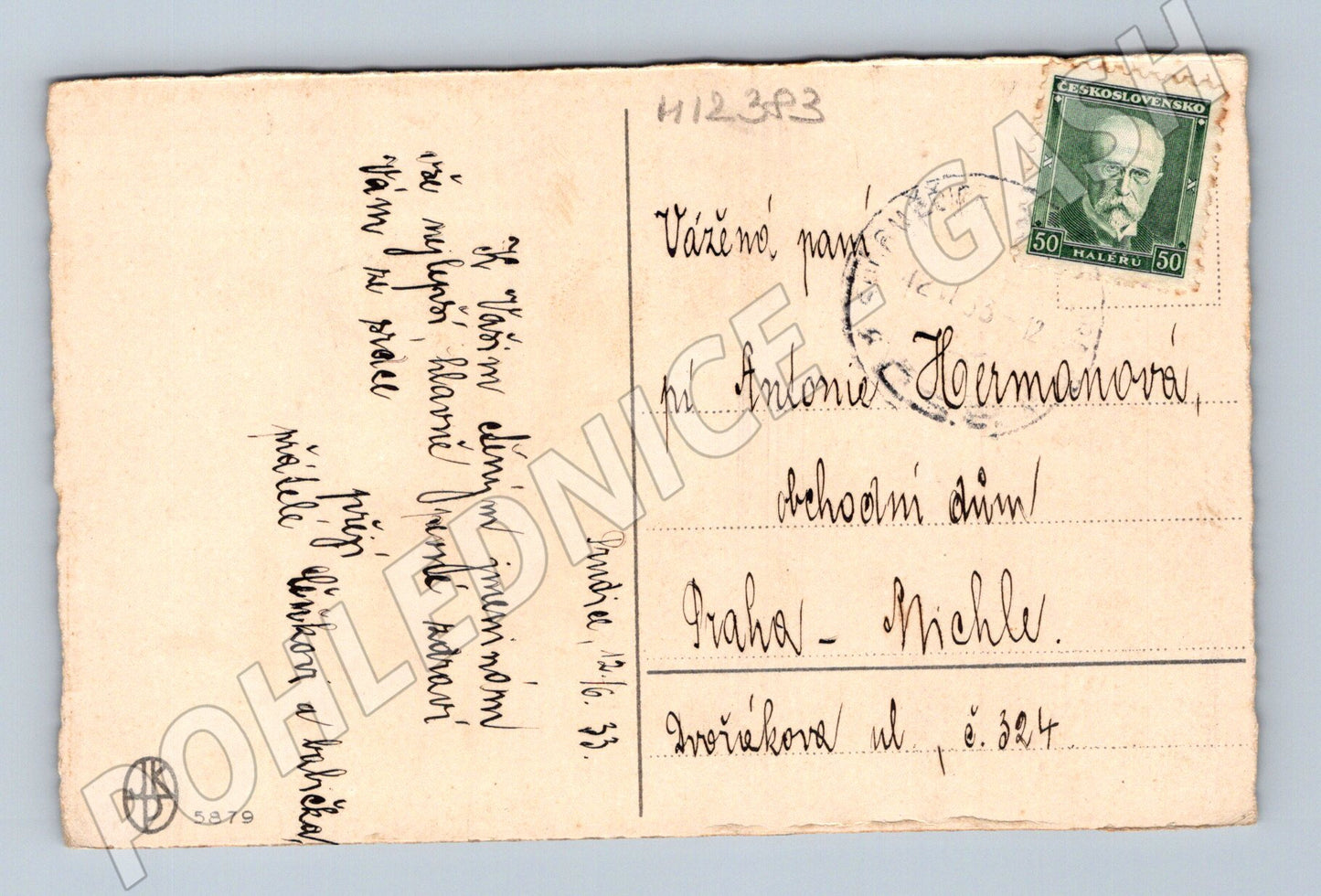 Pohlednice ČSR 1933 Květiny Jmeniny Známka Masaryk (M12383)