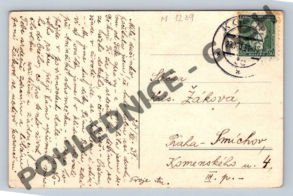 Pohlednice Nový rok Československo 1937 (M1239)