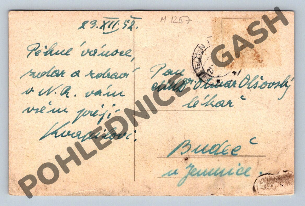 Pohlednice kapr Radostné Vánoce 1954 (M1257)