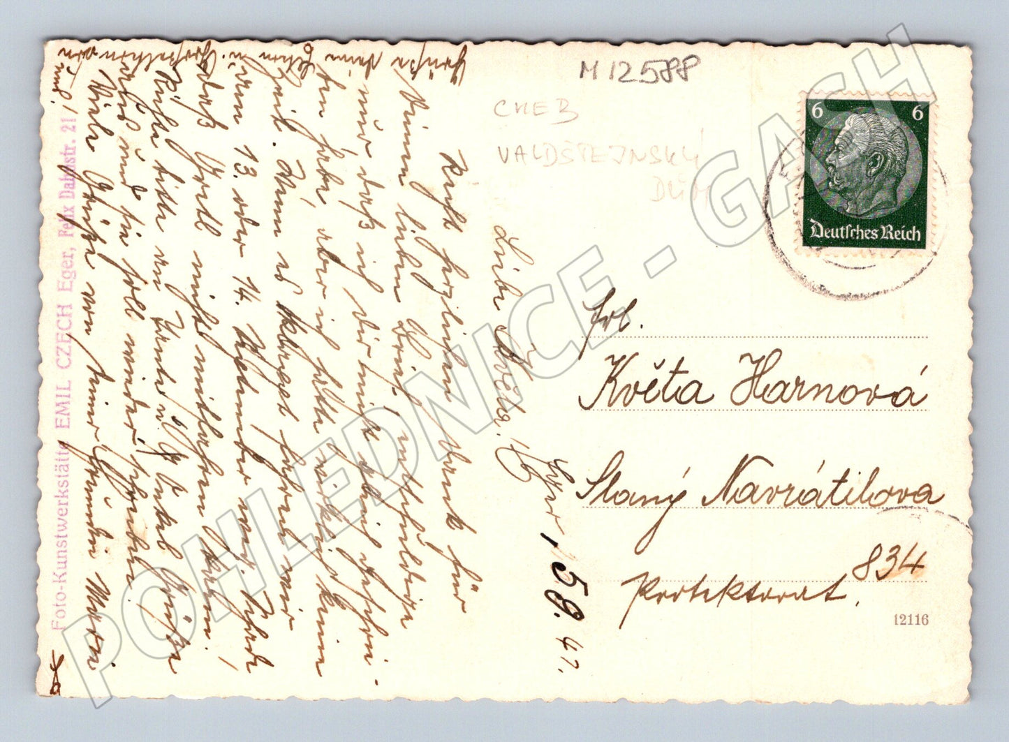 Pohlednice Valdštejnský dům Cheb arkády (M12588)