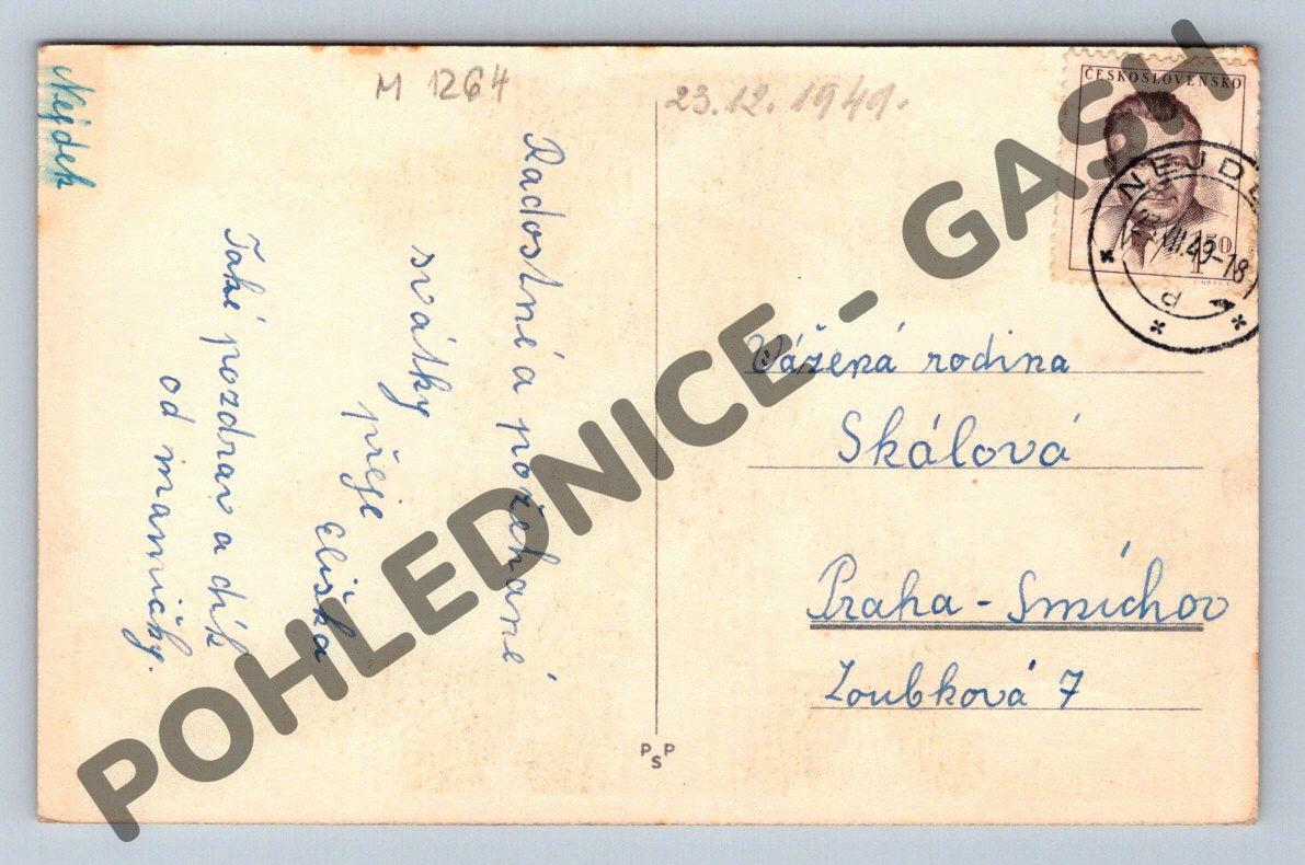 Pohlednice ČSR 1949 svíčka na větvi (M1264)