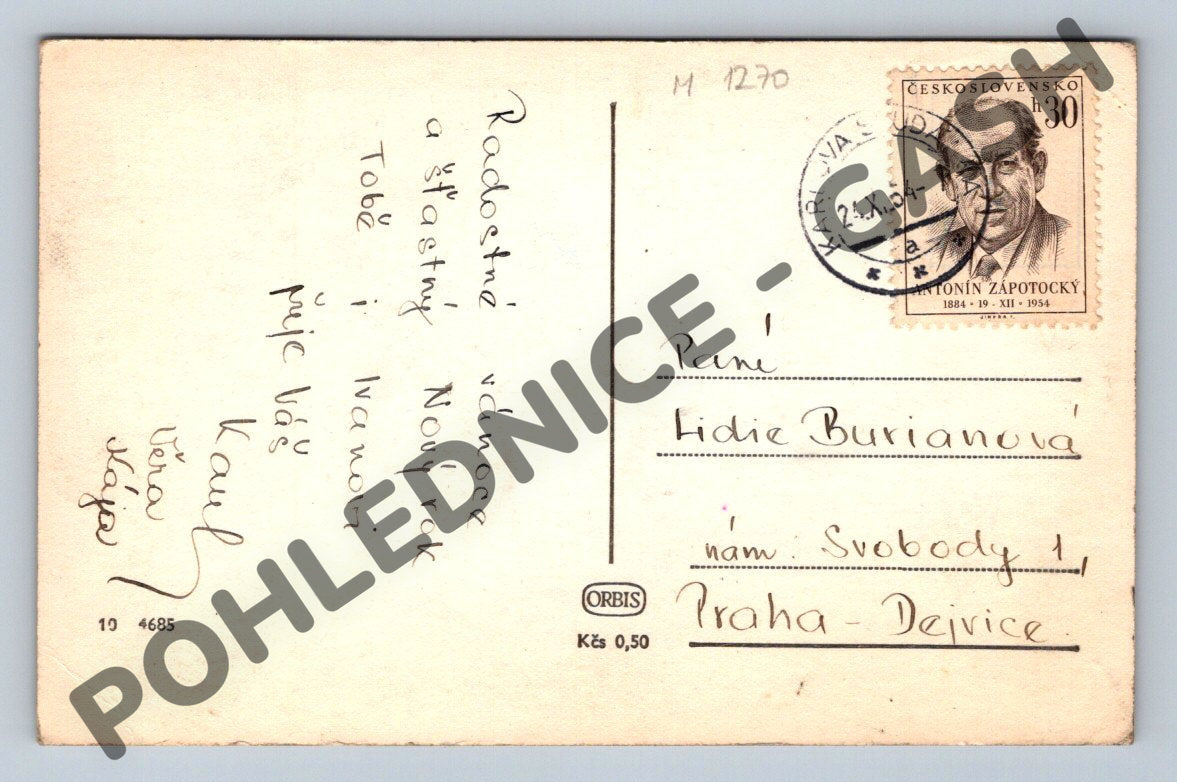 Pohlednice ČSR 1954 Radostné Vánoce Zápotocký (M1270)