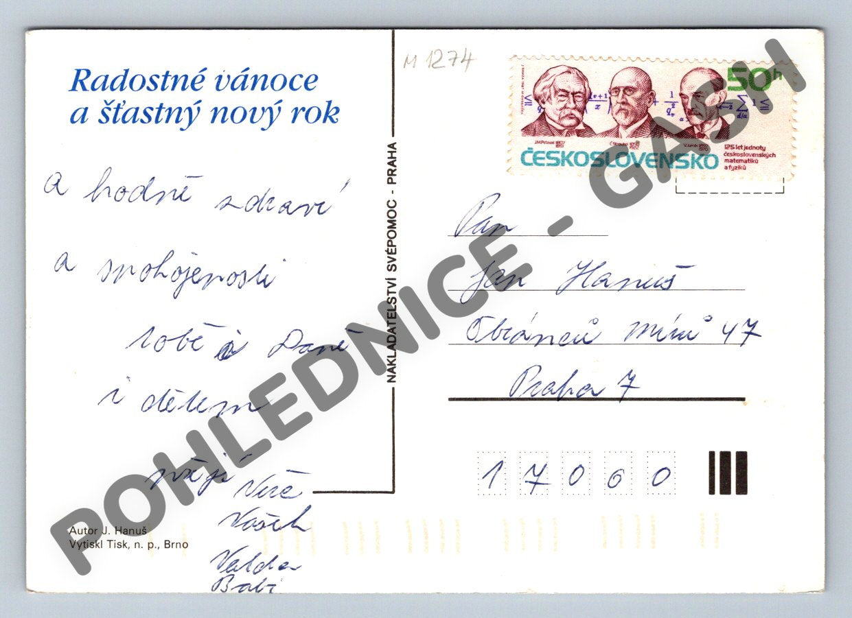 Pohlednice Vánoce Československo J. Hanuš (M1274)