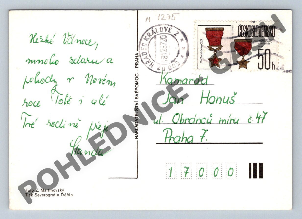 Pohlednice zimní krajina ČR cca 1950 (M1275)