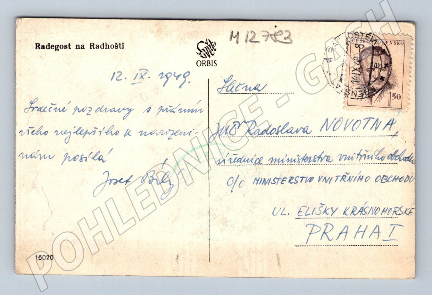 Pohlednice Radhošť Radegast ovce použitá 1949 (M12783)