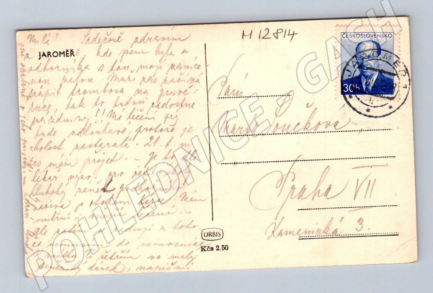 Pohlednice Jaroměř náměstí morový sloup historická do 1950 (M12814)