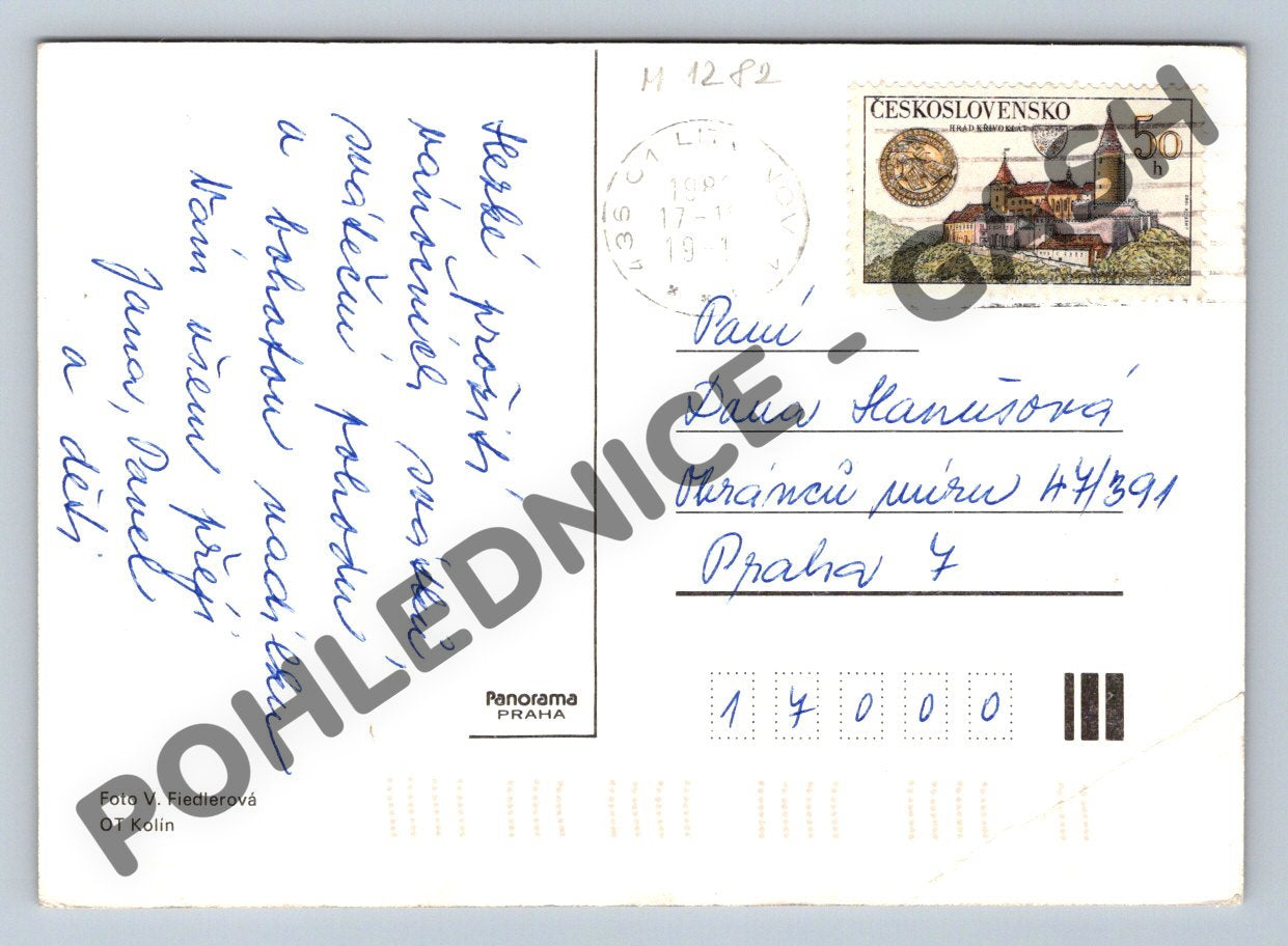 Pohlednice ČSSR 1982 Veselé Vánoce ručně psaná (M1282)