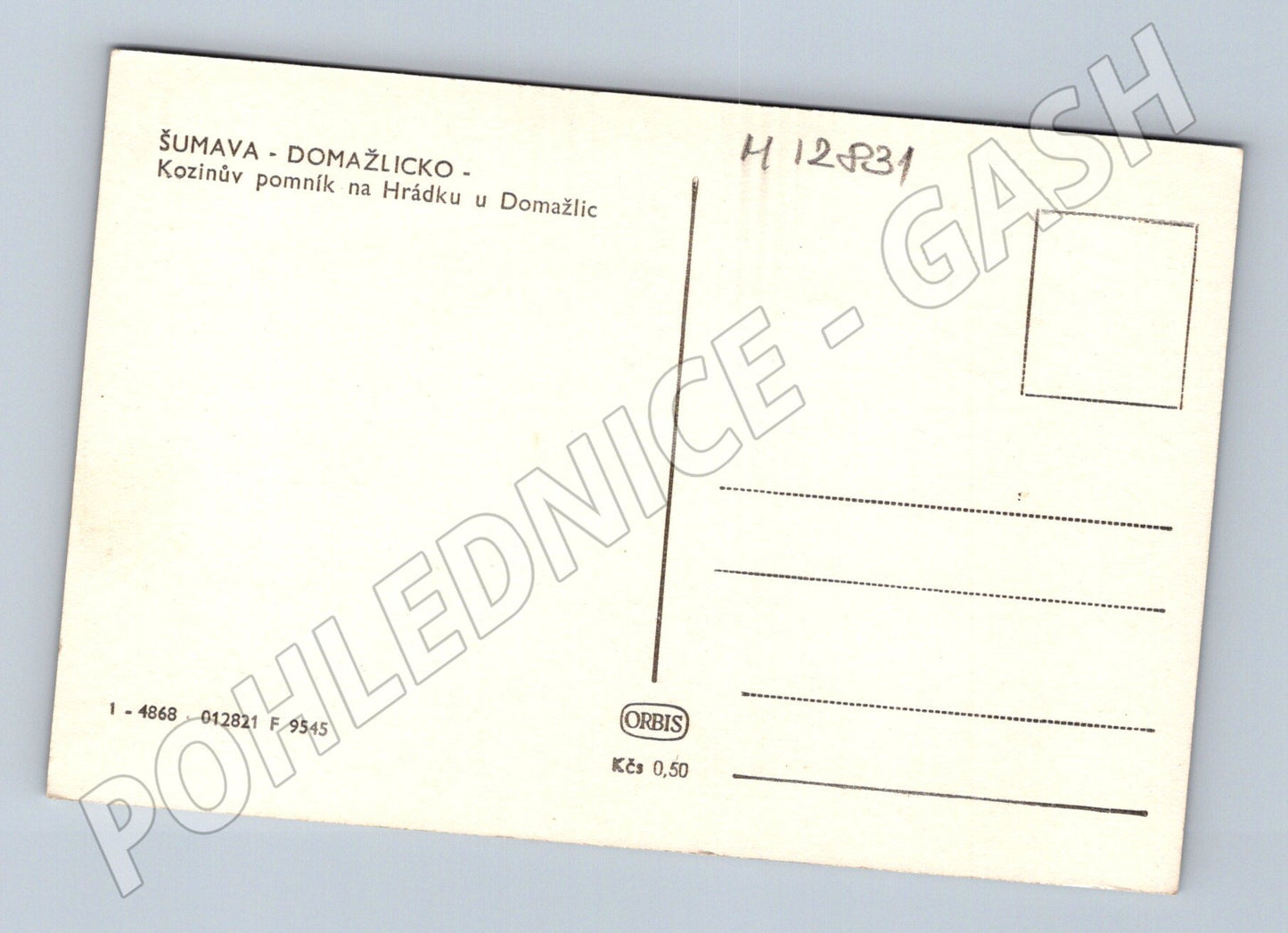 Pohlednice Kozinův pomník Hrádek u Domažlic (M12831)