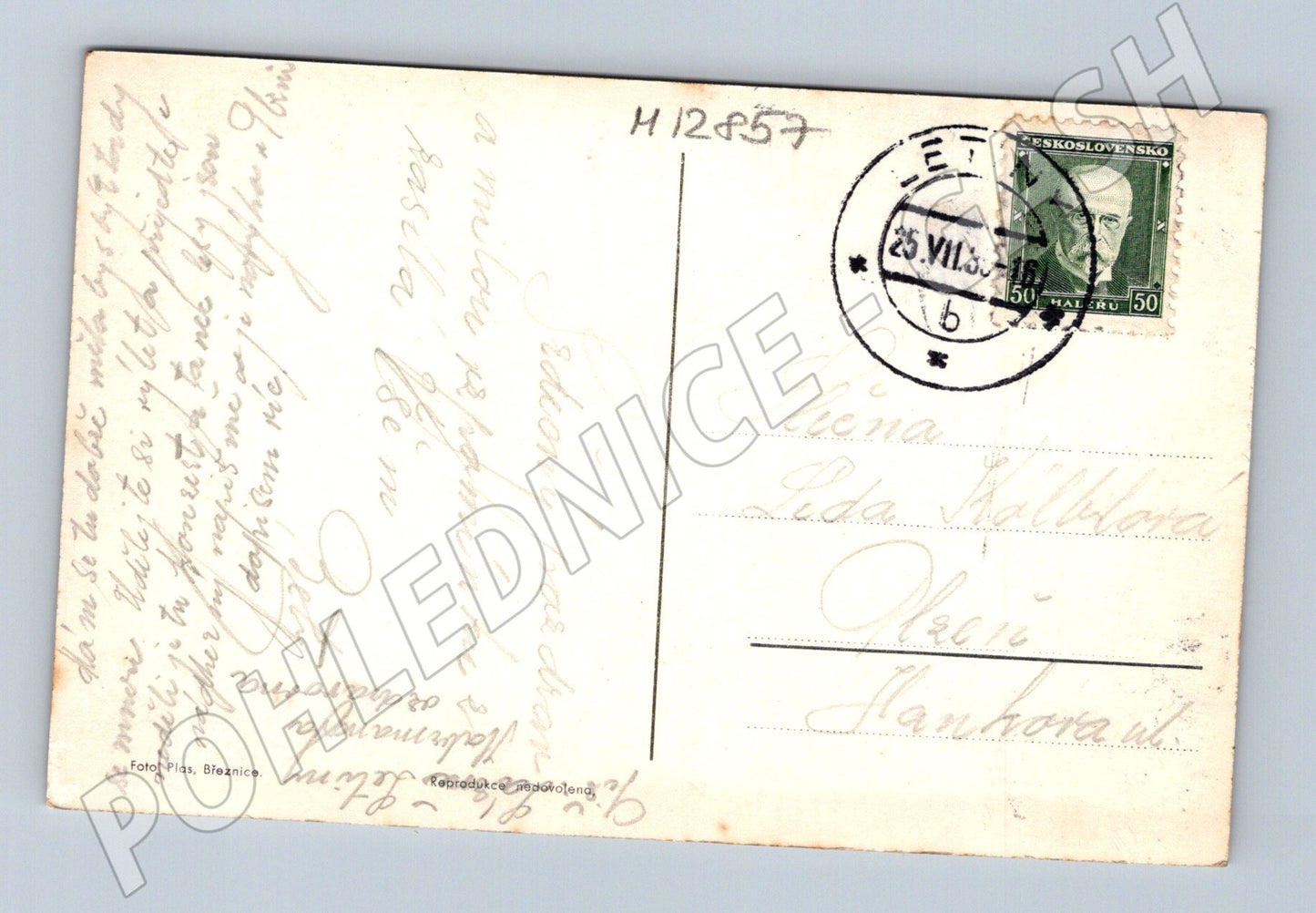 Pohlednice Lázně Letiny celkový pohled 1938 malý formát (M12857)
