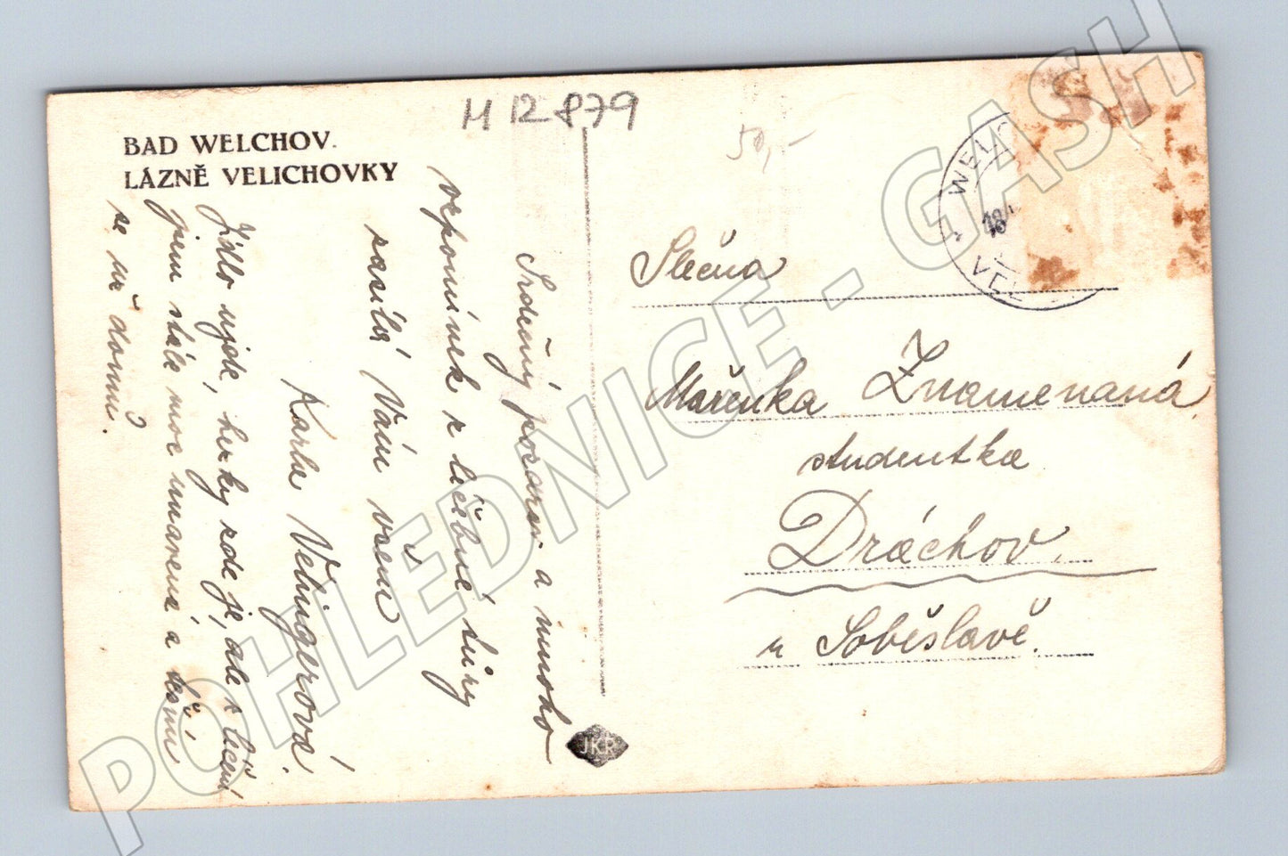 Pohlednice Lázně Velichovky historická do 1950 (M12879)