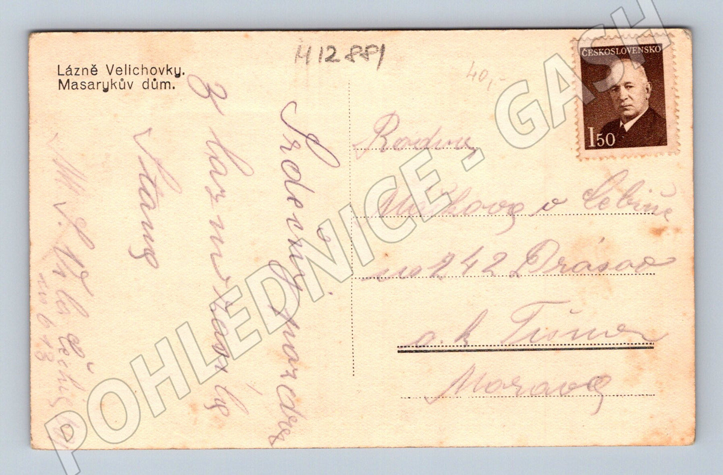 Pohlednice Lázně Velichovky Masarykův dům 1929 (M12881)