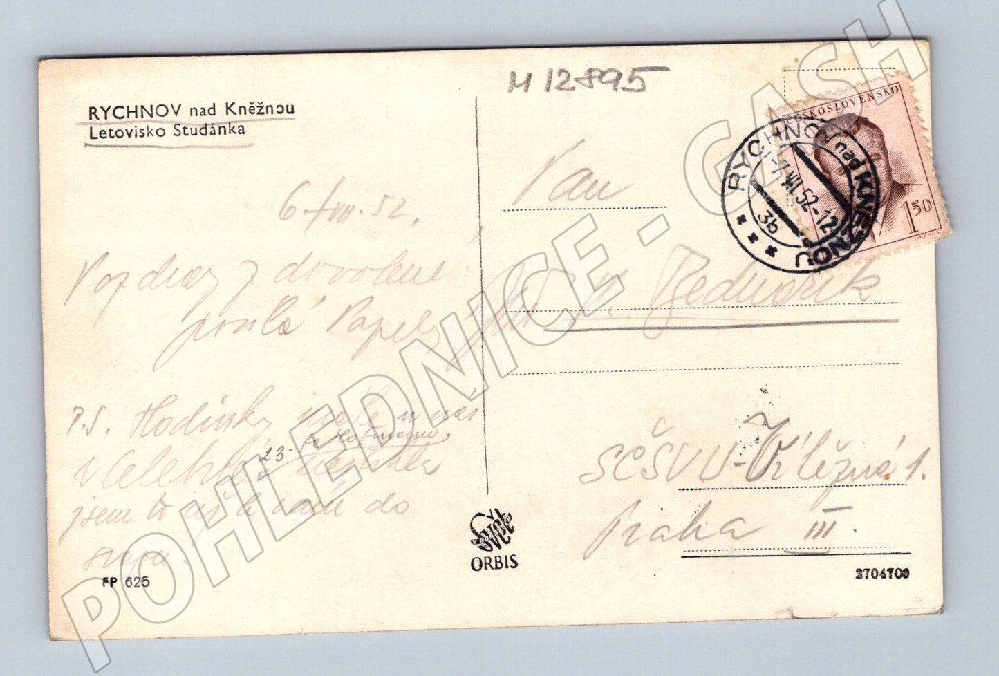 Pohlednice Rychnov nad Kněžnou letovisko Studánka 1952 (M12895)