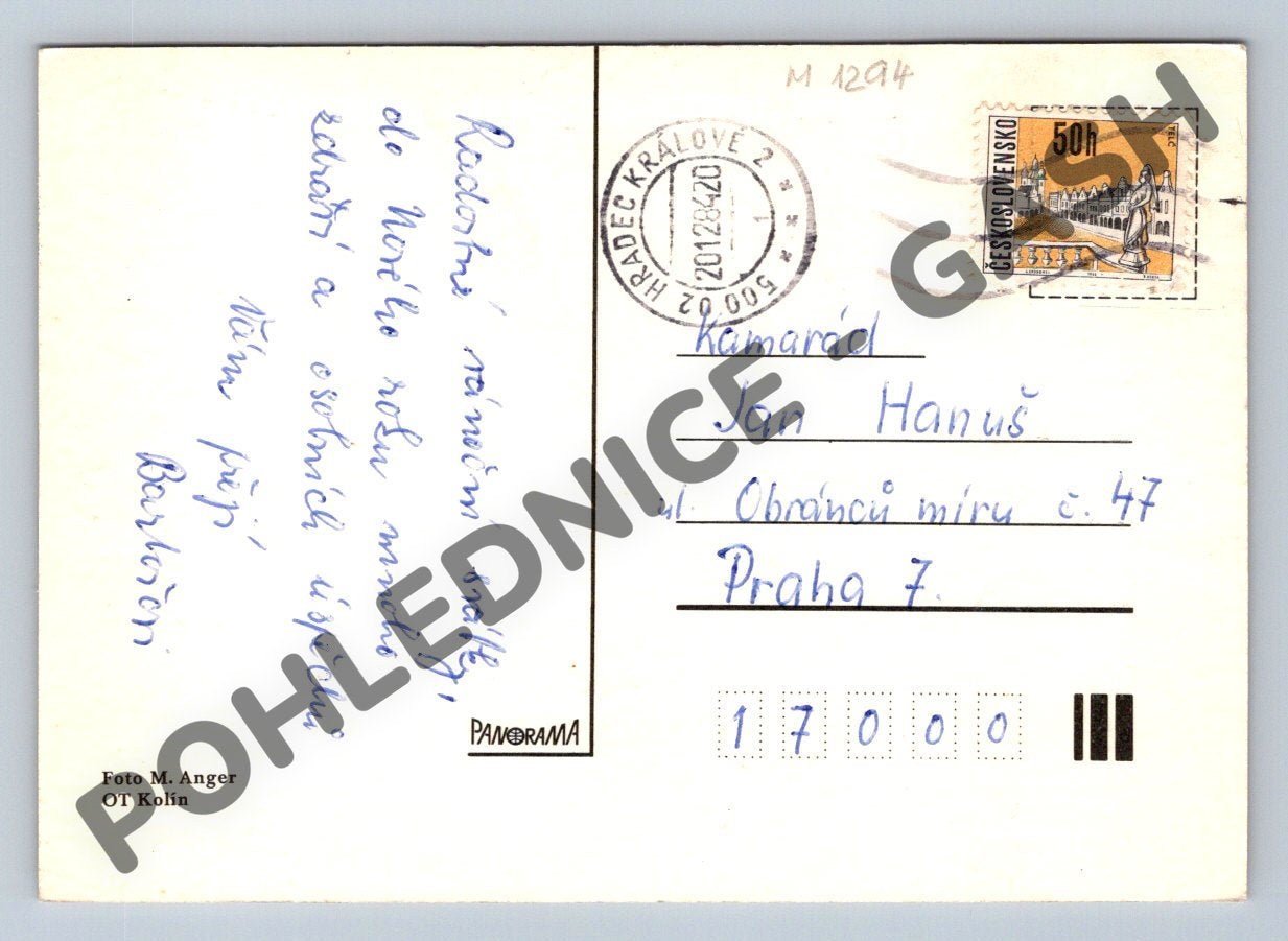 Pohlednice Československo Veselé Vánoce zasněžená krajina (M1294)