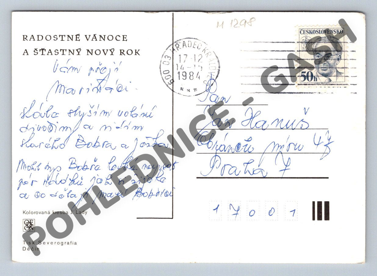 Pohlednice Josef Lada Vesnická zima 1935 (M1298)