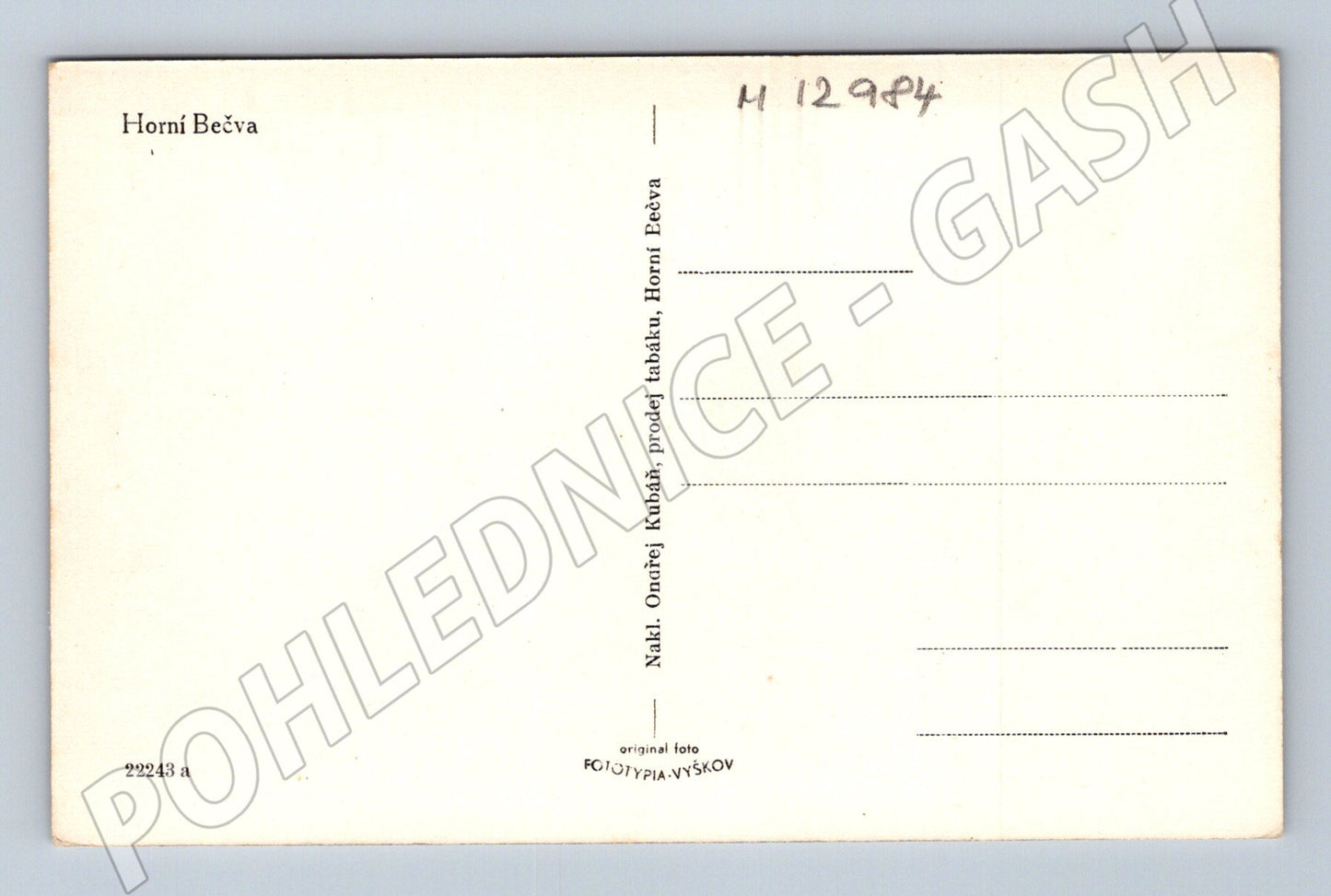 Pohlednice Horní Bečva Beskydy (M12984)