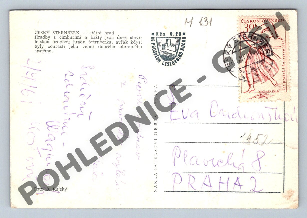 Postcard Český Šternberk Castle used by post (M131)