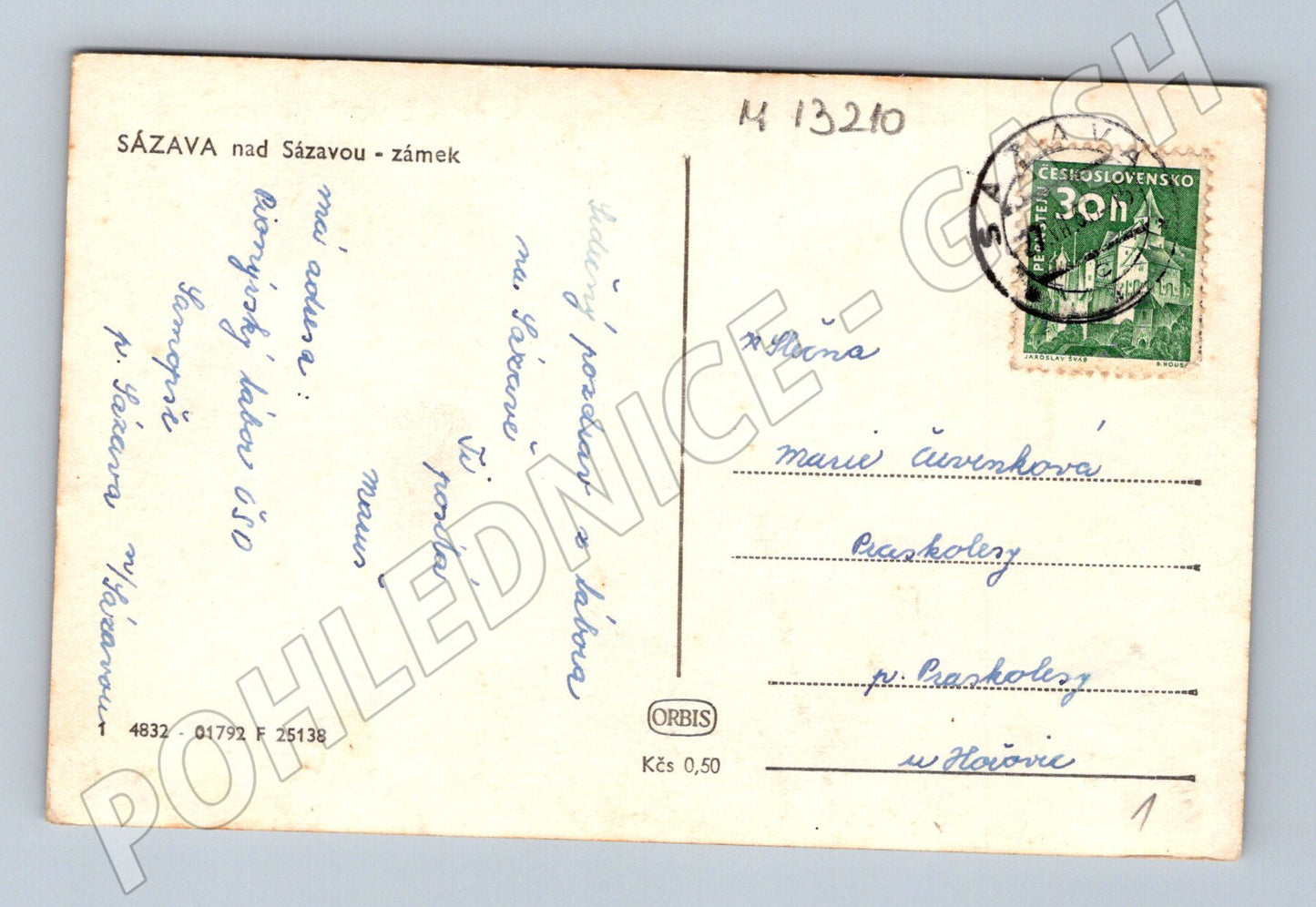 Pohlednice Sázava nad Sázavou zámek (M13210)