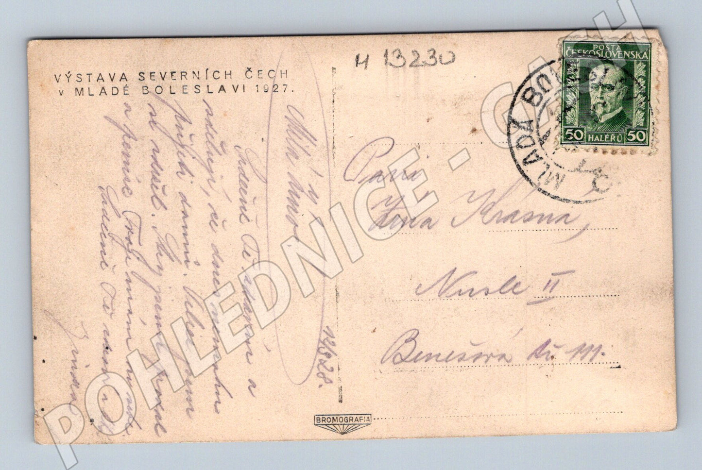 Pohlednice Mladá Boleslav výstaviště 1927 poštou prošlá (M13230)