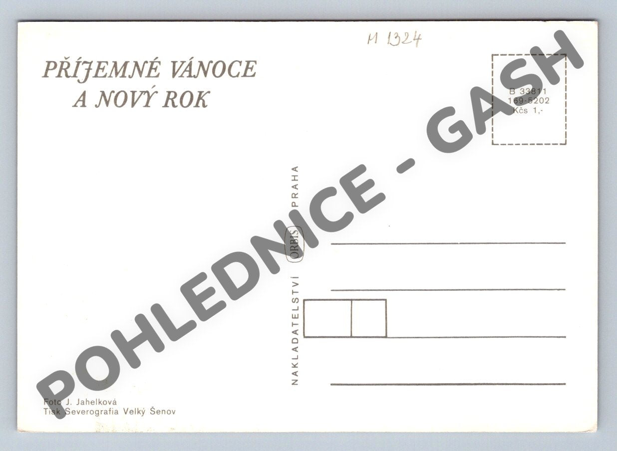 Pohlednice skleničky a lahev vánoční Orbis (M1324)
