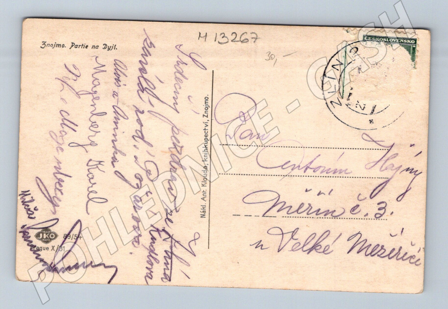 Pohlednice Znojmo partie na Dyji historická poštou prošlá (M13267)