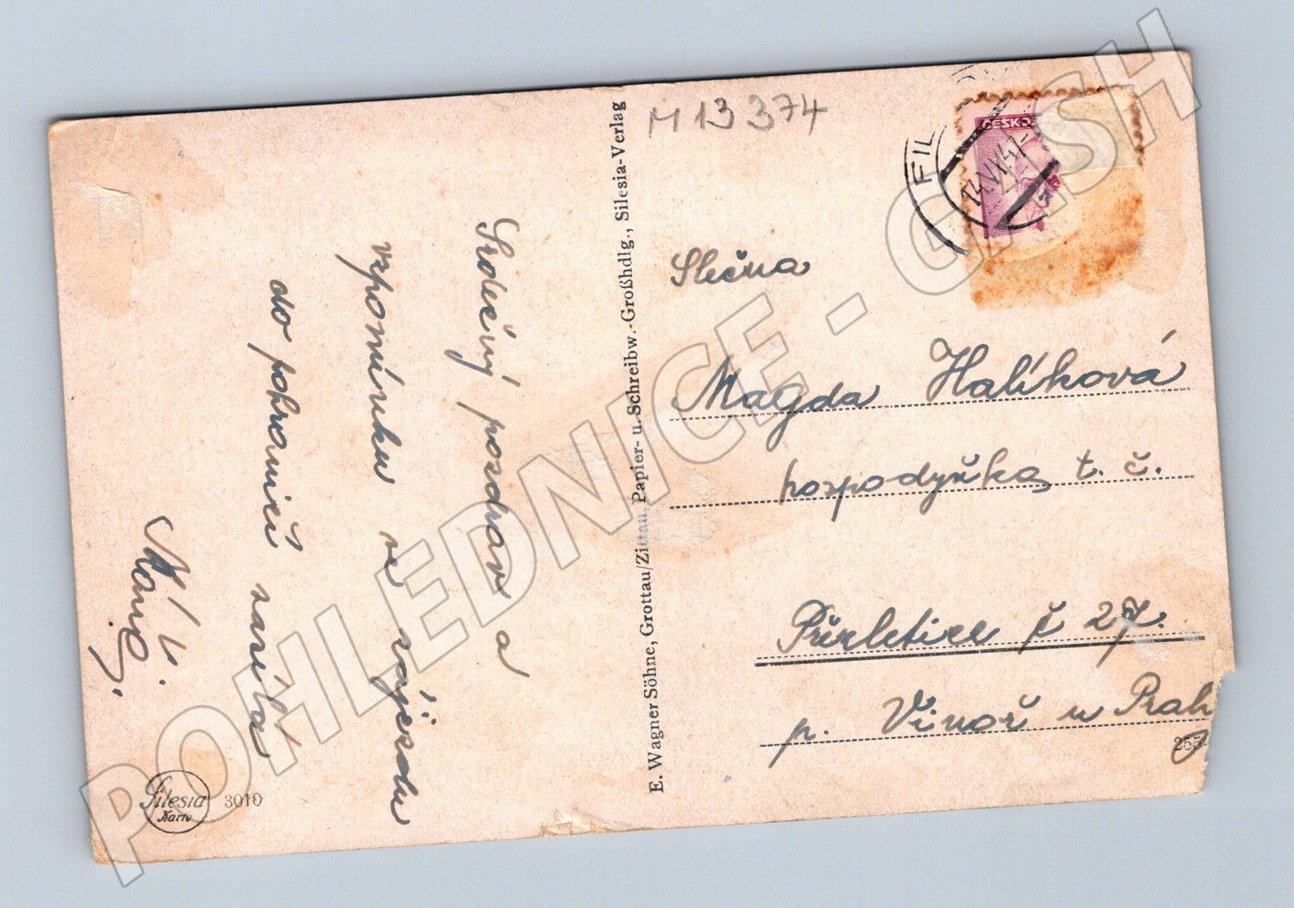 Pohlednice Philippsdorf kostel a klášter do 1950 (M13374)