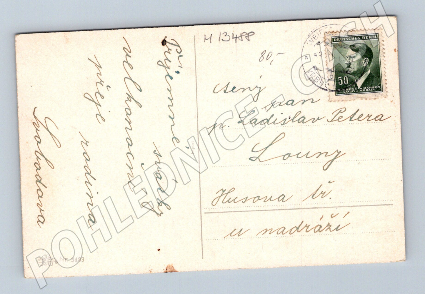 Pohlednice Vesnice u hor (Astra č. 3483, zaslaná, do 1950)