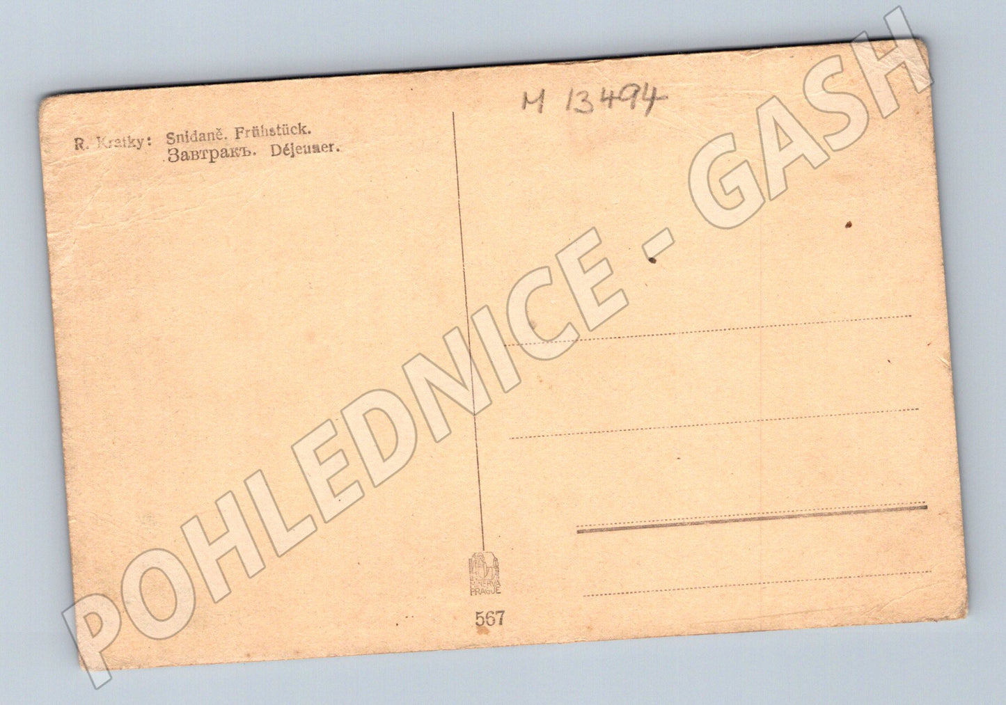 Pohlednice Snídaně ženy v zahradě (M13494)