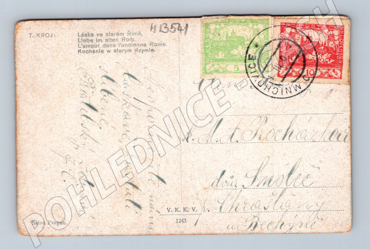 Pohlednice Láska ve starém Římě, malba (M13541)