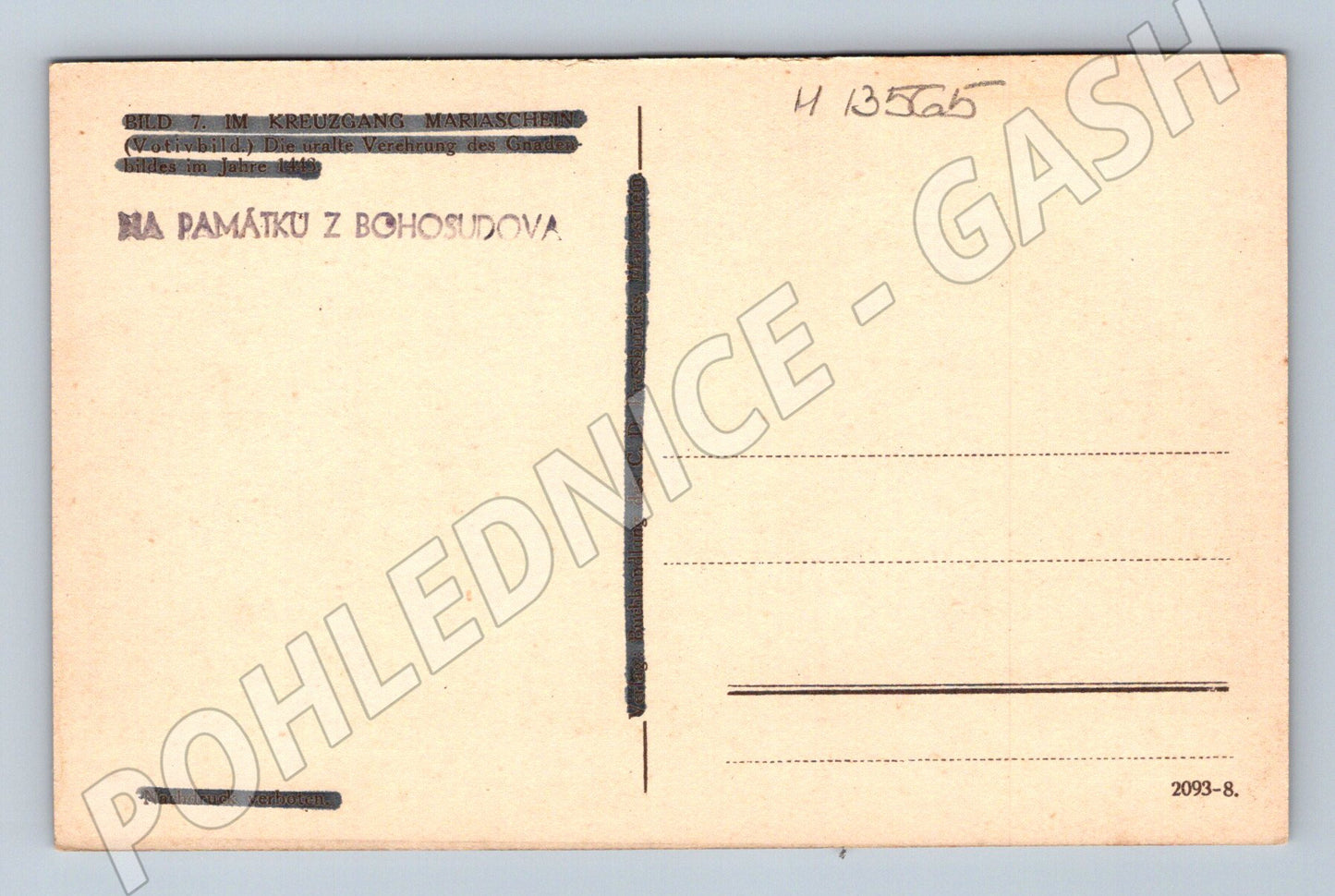 Pohlednice Bohosudov etnografická černobílá (M13565)
