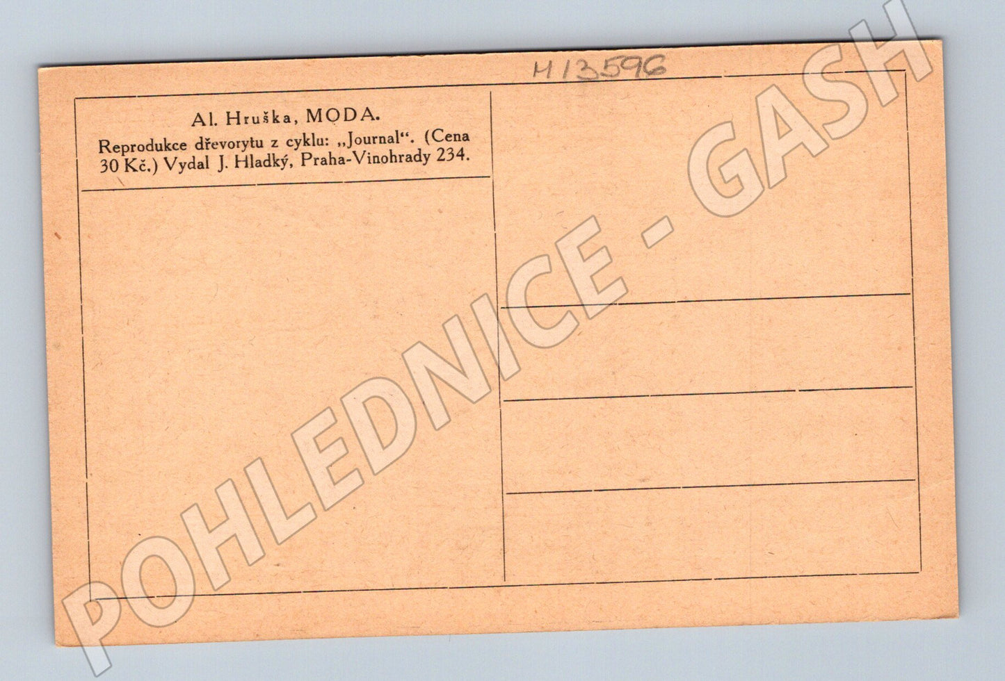 Pohlednice Al. Hruška MÓDA dřevoryt česká moderna (M13596)
