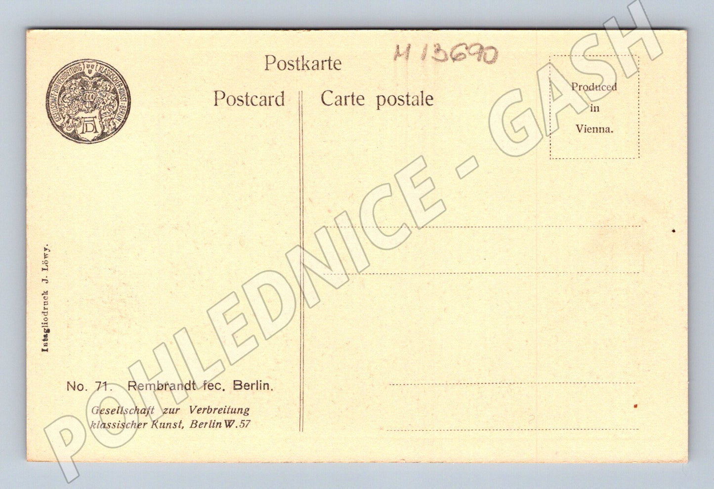 Pohlednice Rembrandt Portrét muže v přilbě (M13690)