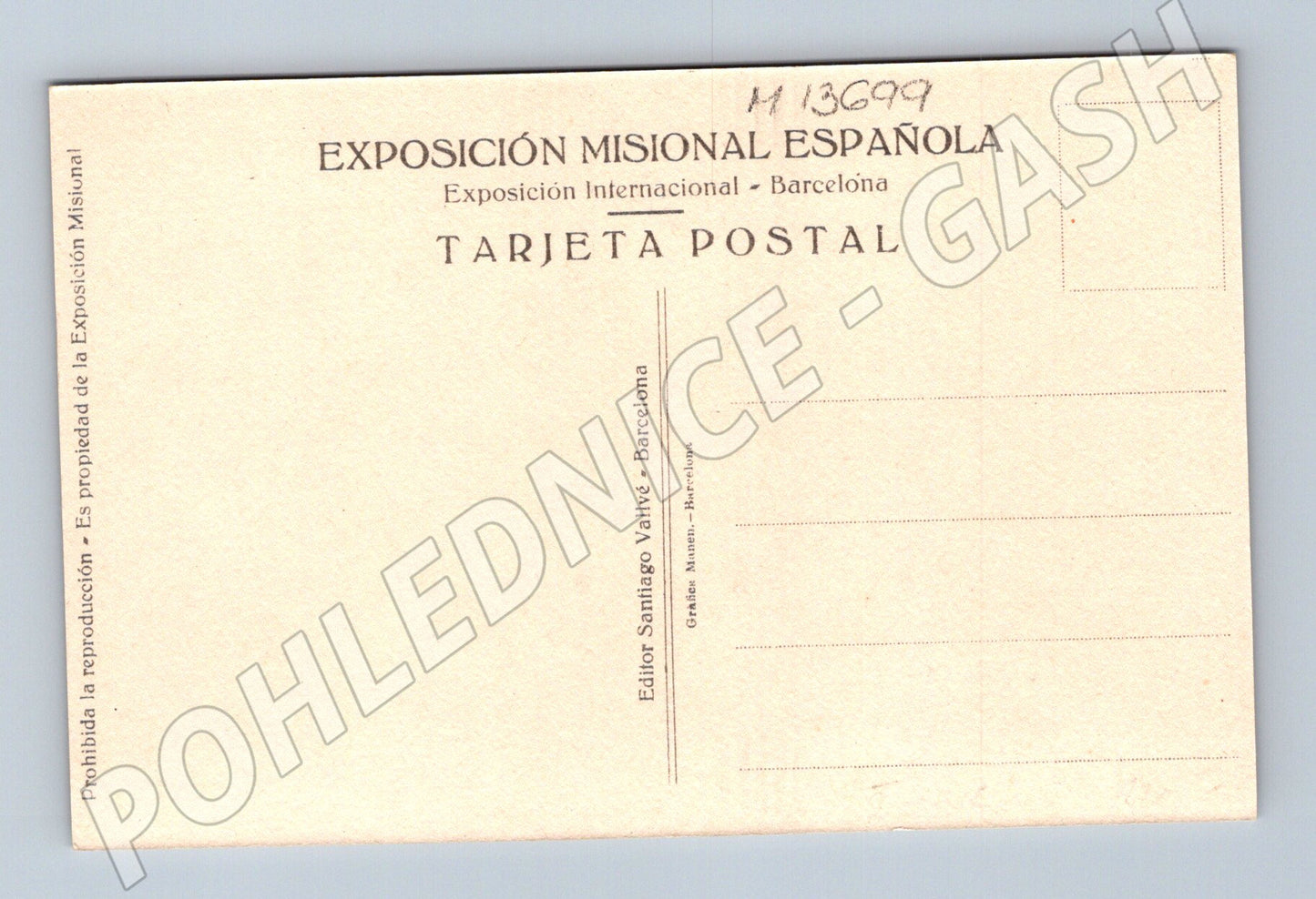 Pohlednice Exposición Misional Española, Barcelona (M13699)