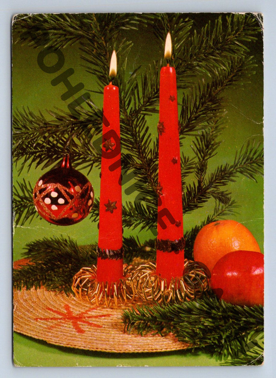Pohlednice Vánoční červené svíčky ČSR (M1373)