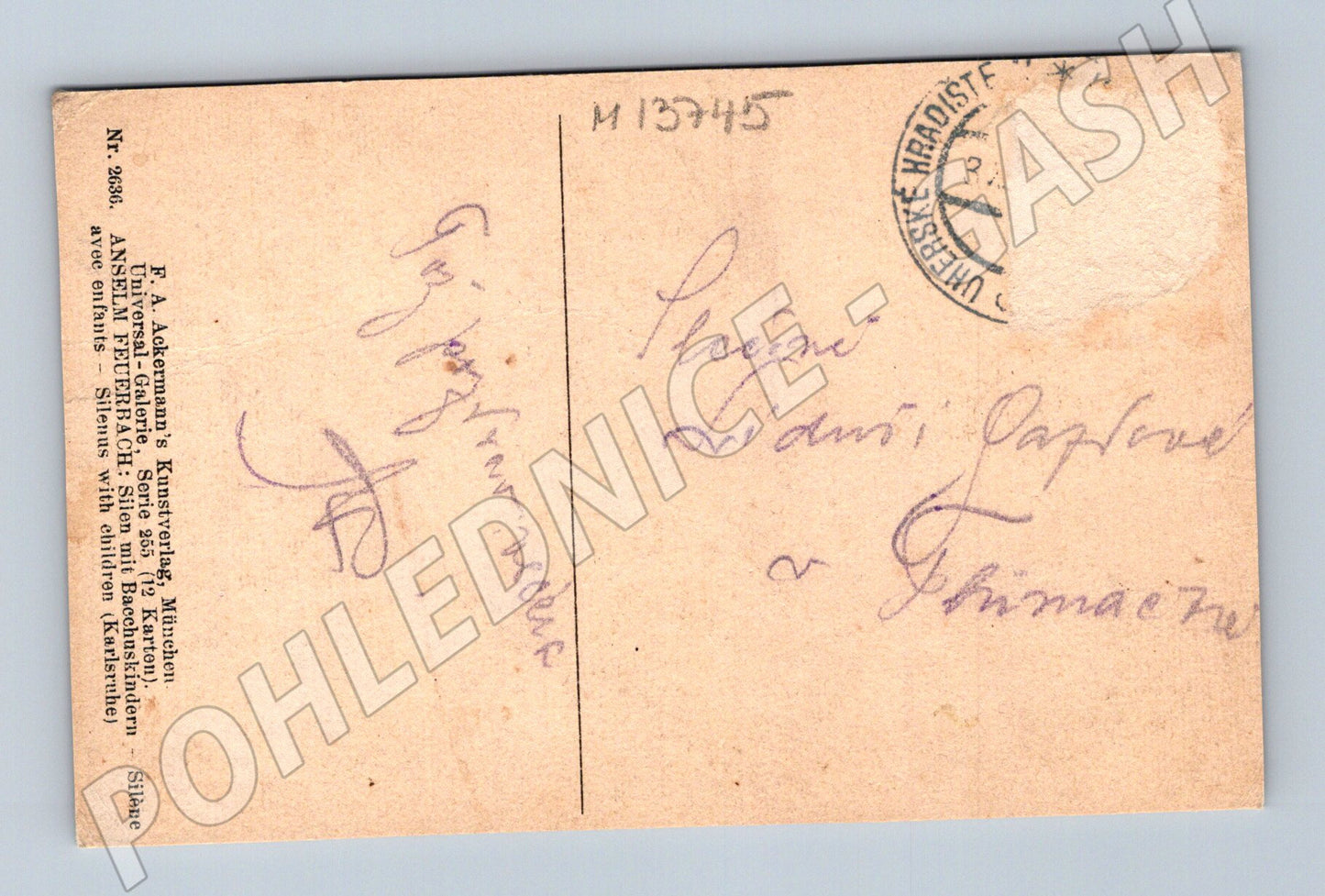 Pohlednice matka s dětmi Ackermann Mnichov (M13745)