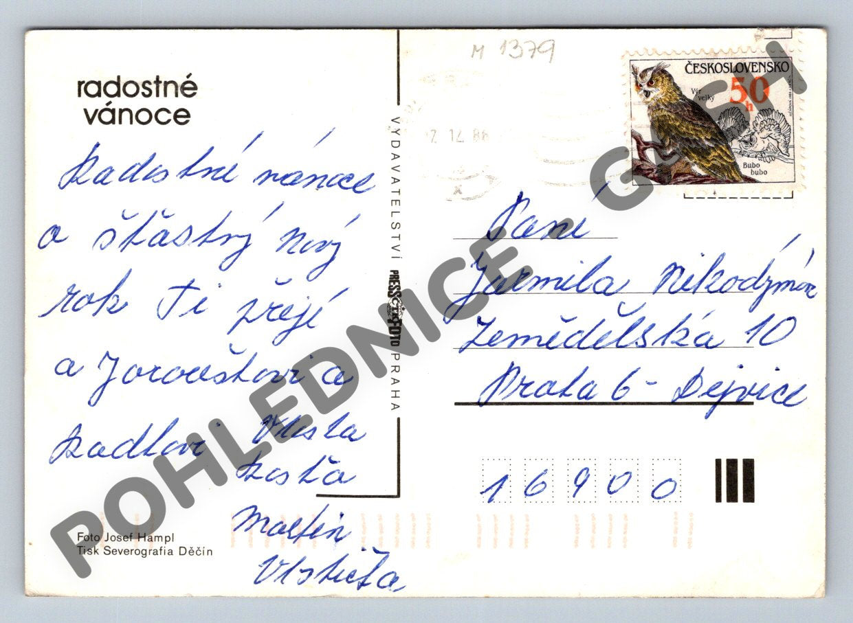 Pohlednice Vánoční ČSSR jablka a ořechy 1980 (M1379)