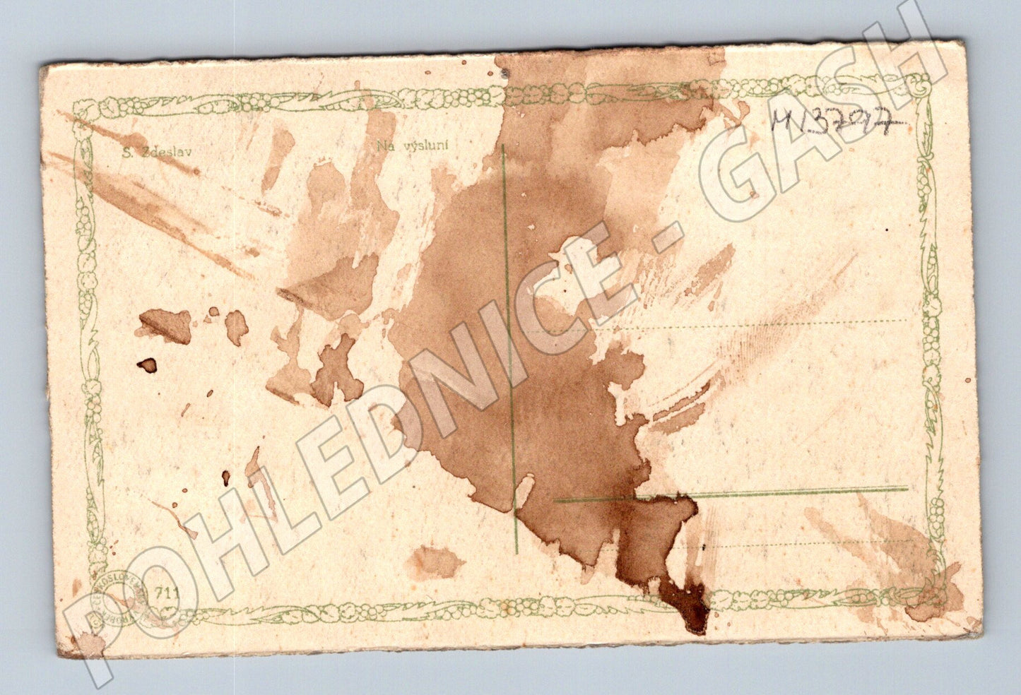 Pohlednice Starý malovaný motiv chalupa, strom v květu (M13797)