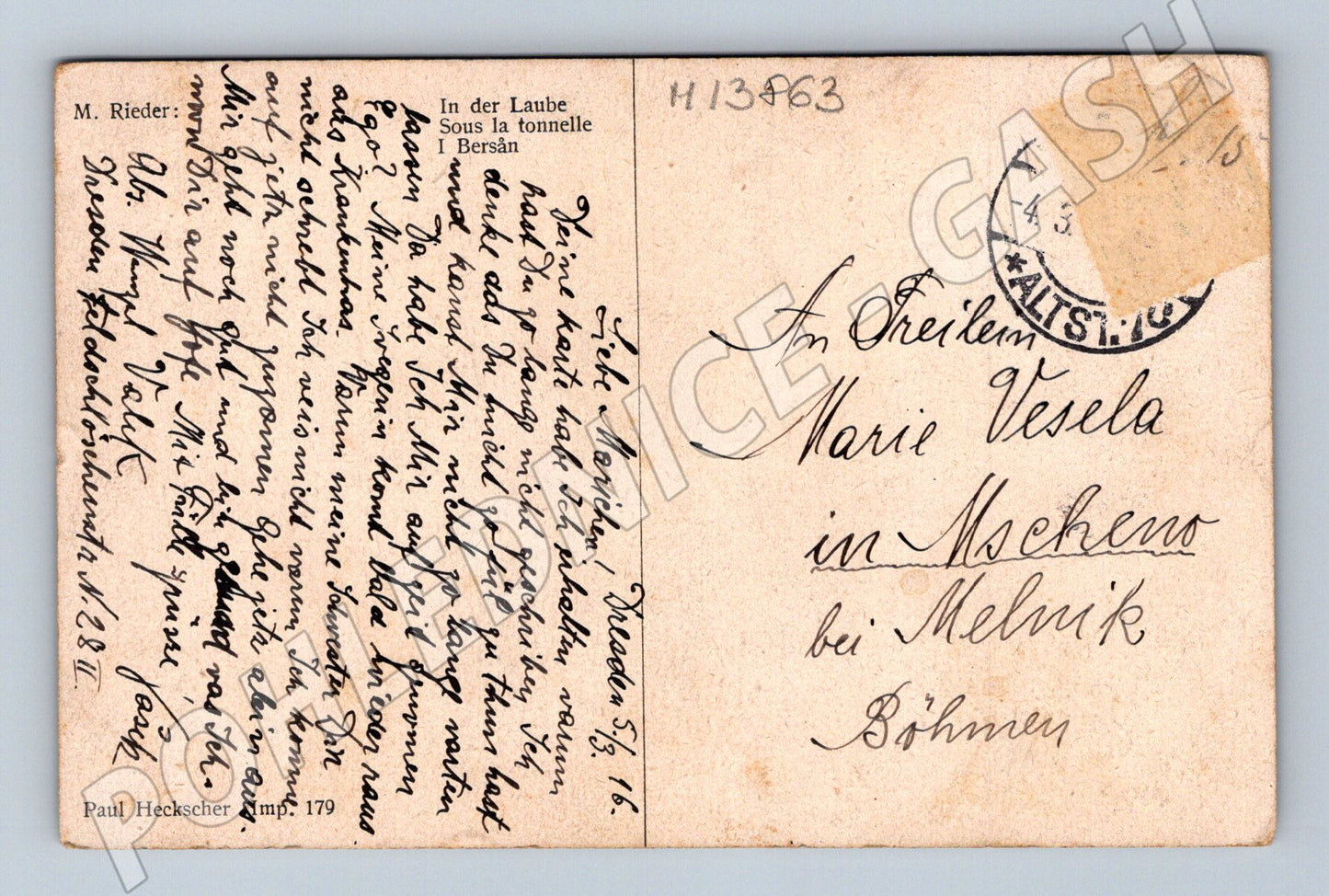 Pohlednice M. Rieder In der Laube RU (M13863)