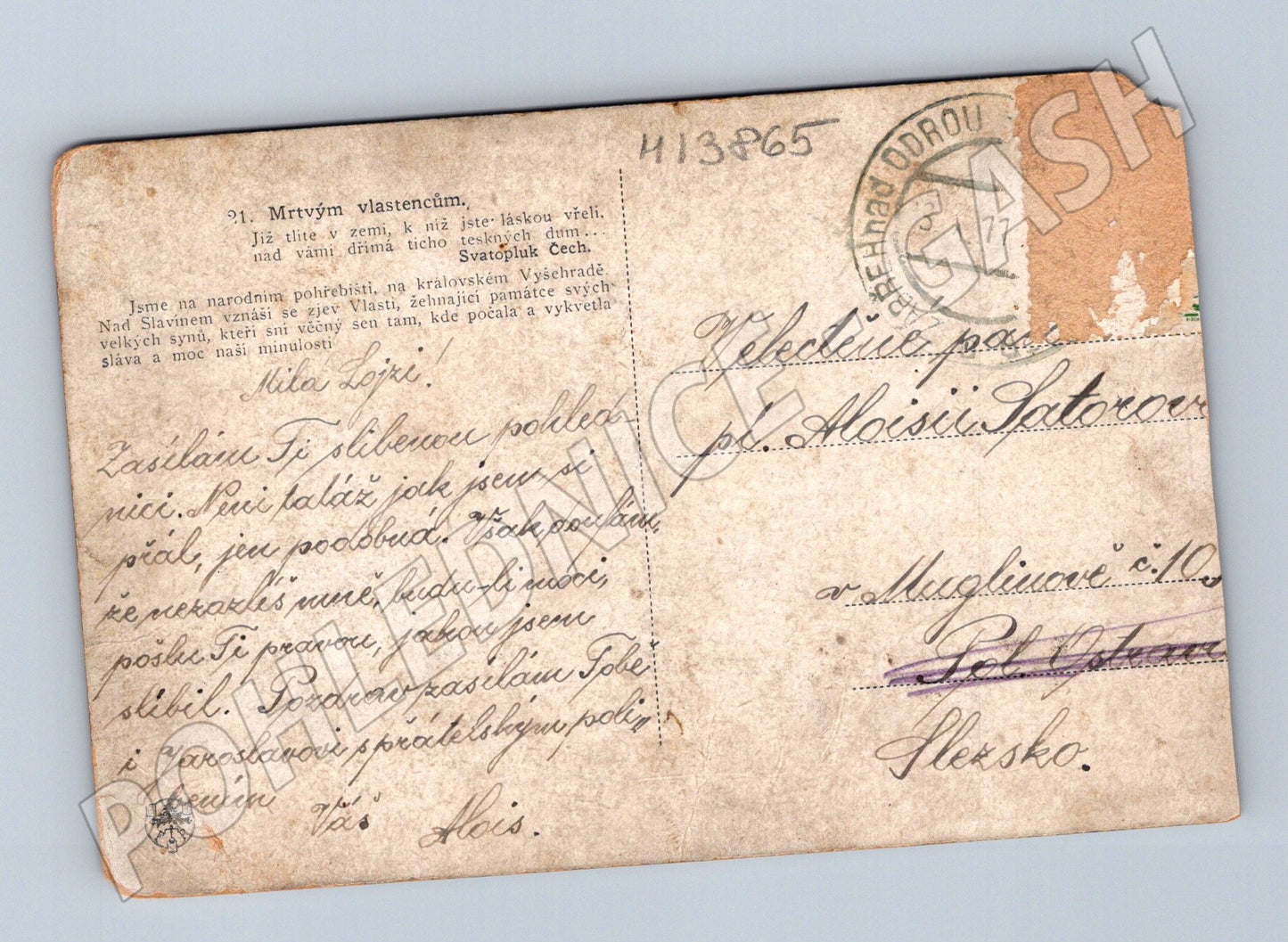Pohlednice česká krajina zasláno 1917 RU (M13865)
