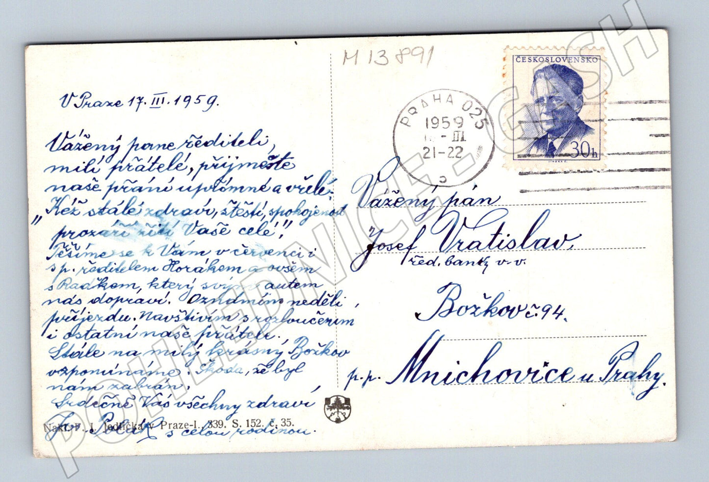 Pohlednice Libušin soud česká mytologie 1959 (M13891)