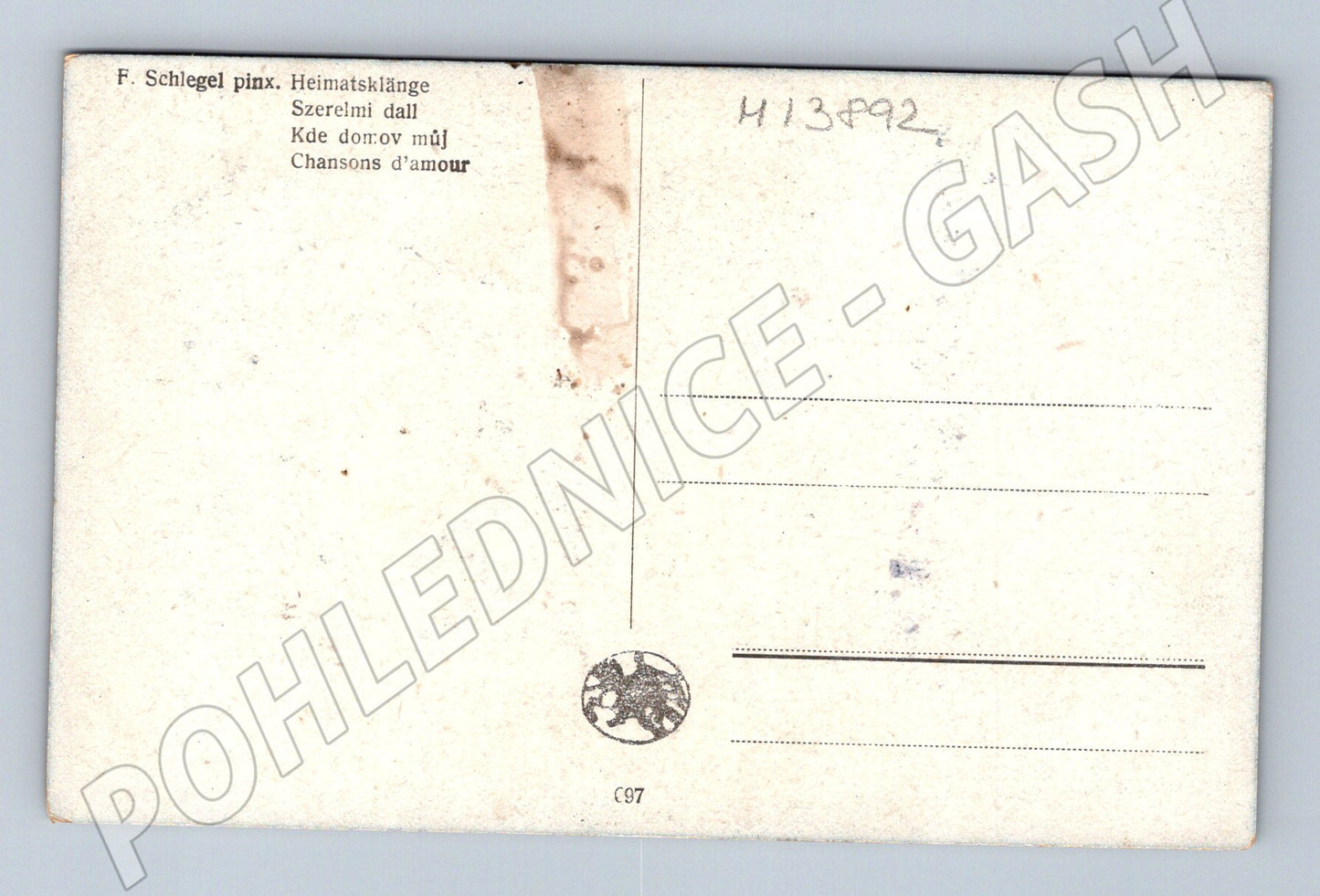 Pohlednice F. Schlegel Heimatsklänge romantická scéna (M13892)