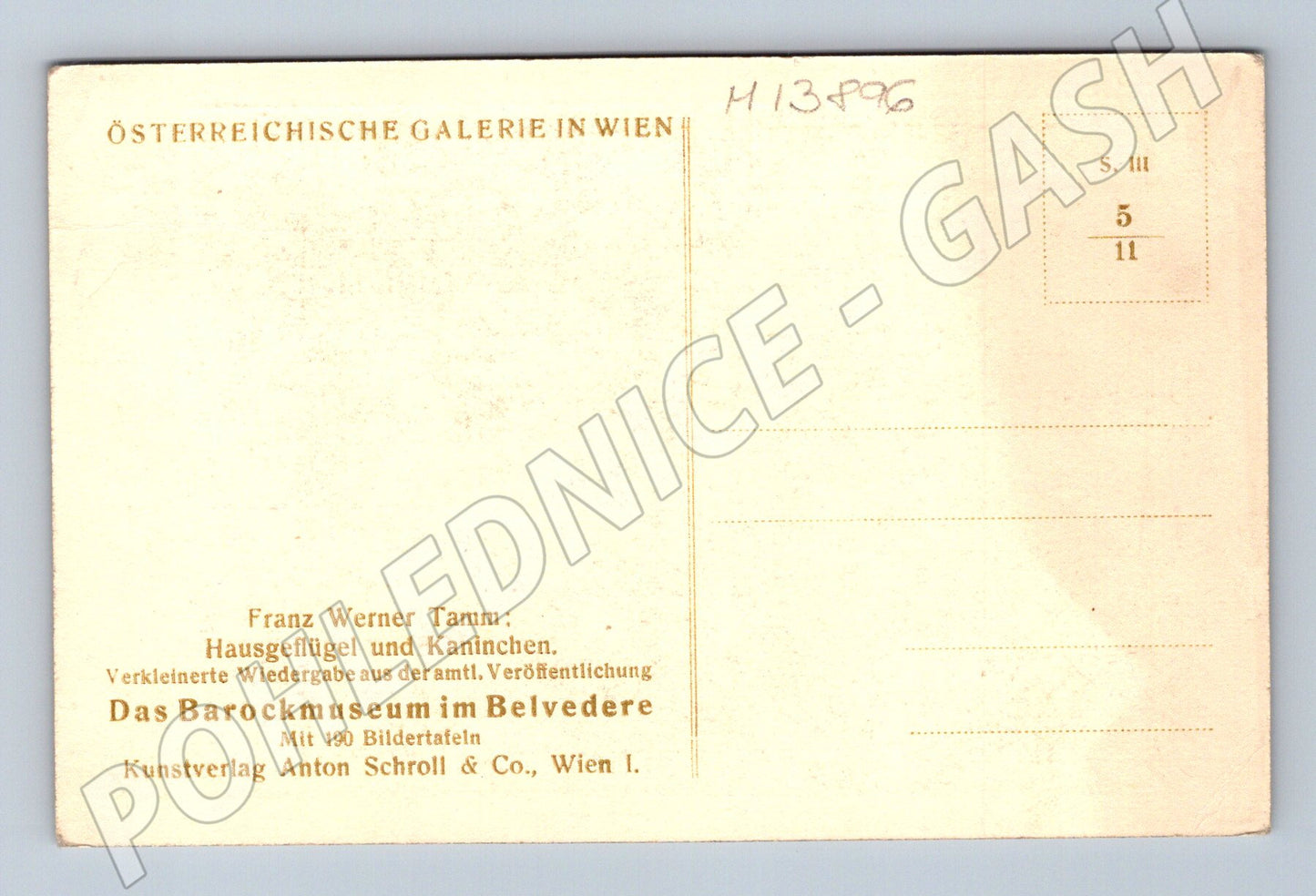Pohlednice Belvedere drůbež a králík F. W. Tamm (M13896)