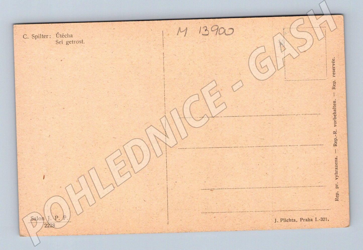 Pohlednice C. Spilter Útěcha J. Plichta Praha (M13900)