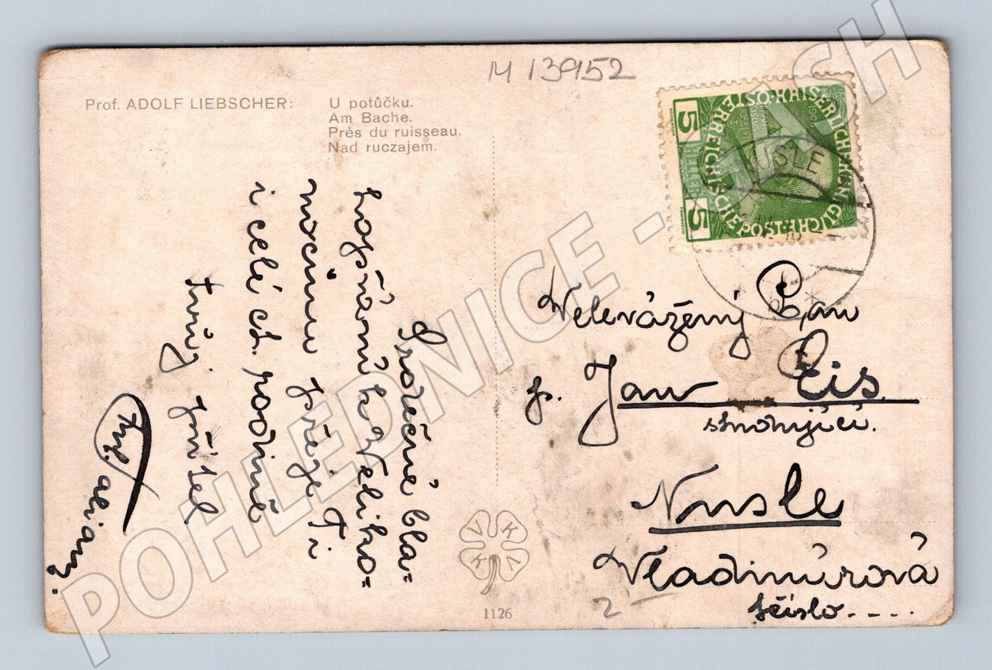 Pohlednice Děti u potoka – Adolf Liebscher (M13952)