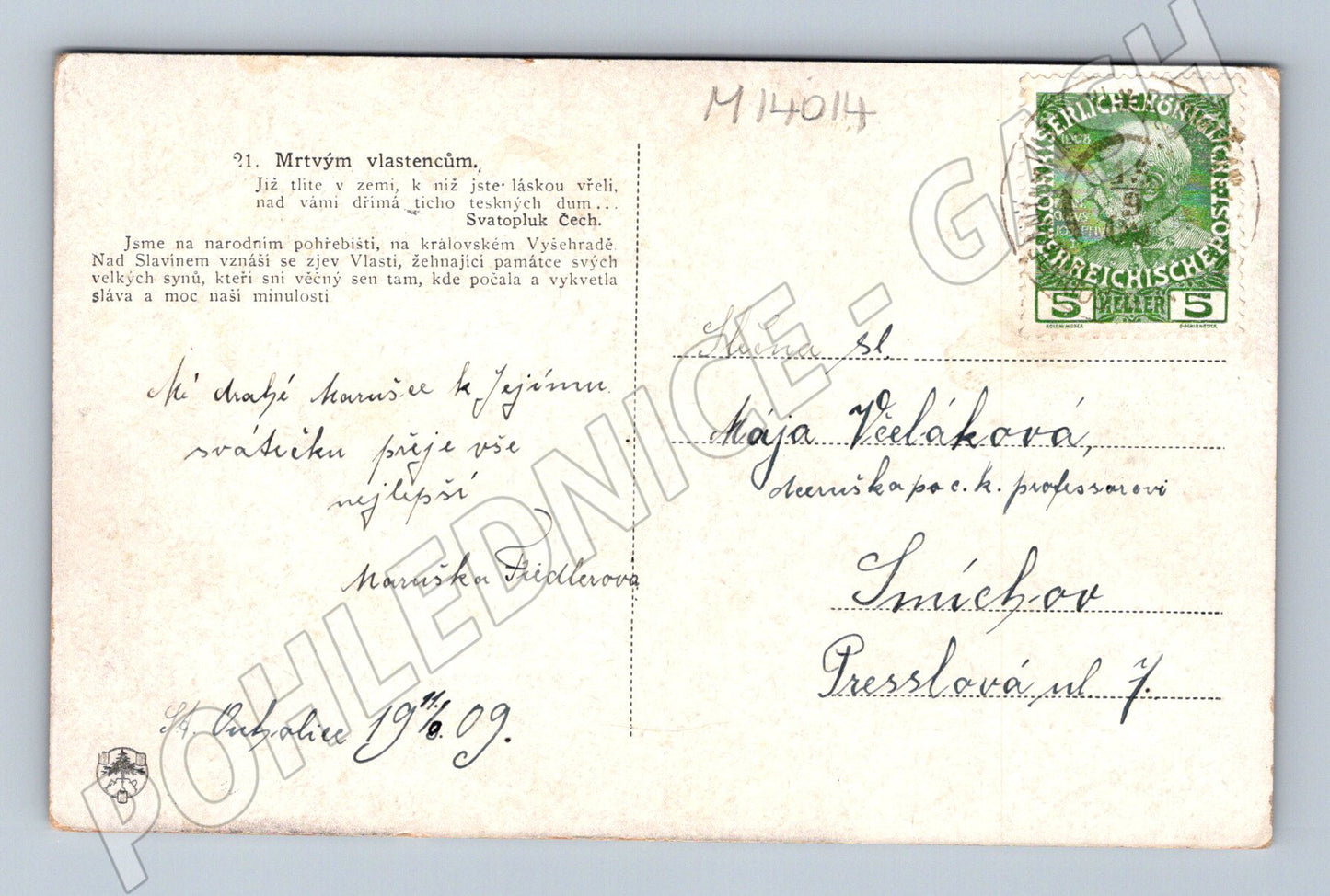 Pohlednice Vlastenecký motiv – Svatopluk Čech (M14014)