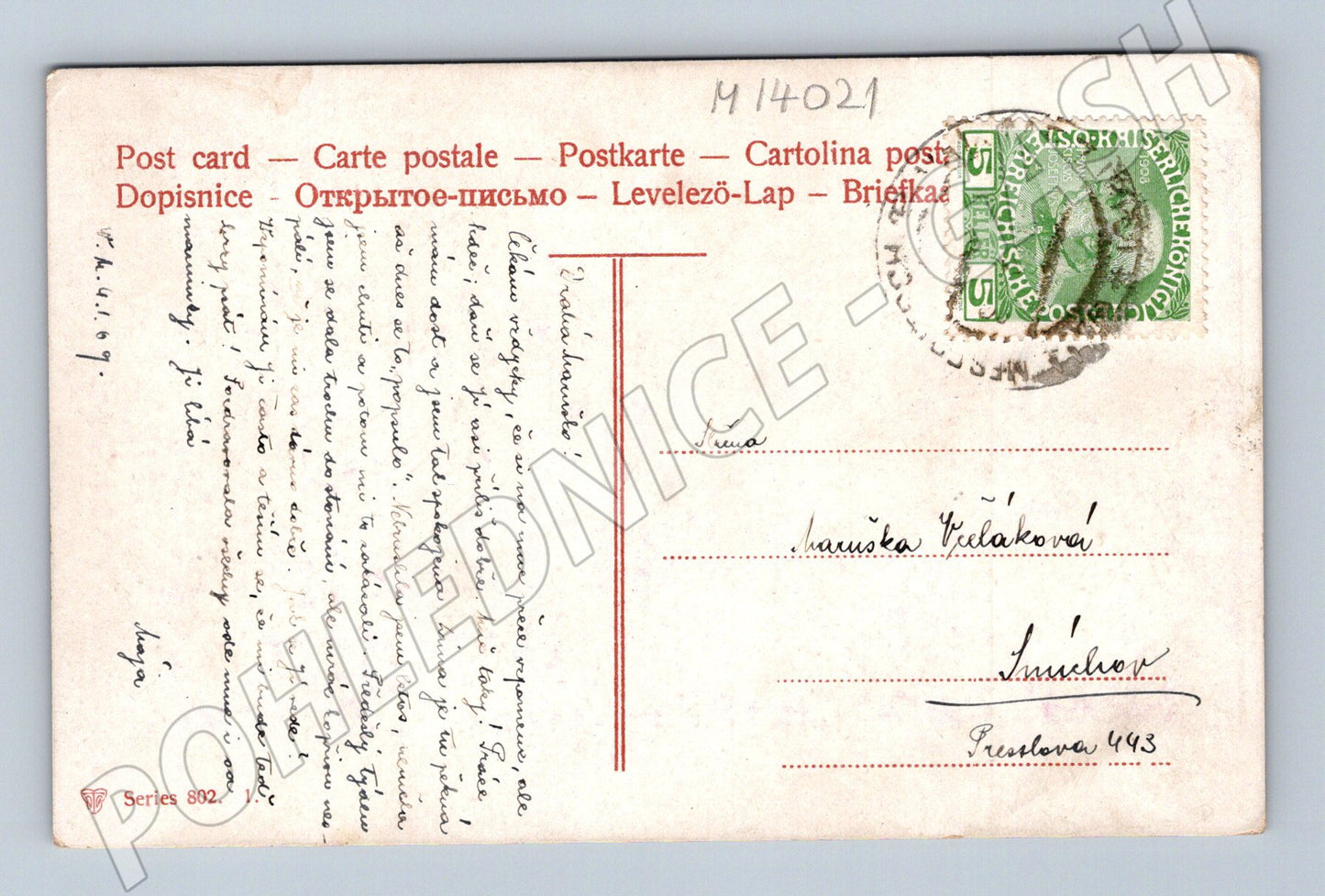 Pohlednice Stromy – malovaný motiv 1909 (M14021)