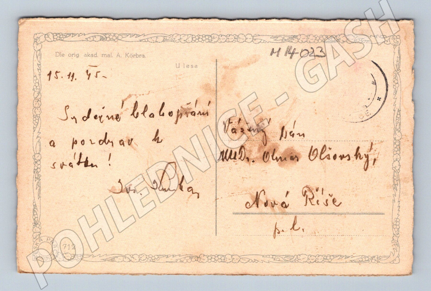 Pohlednice Česká chalupa u lesa 1945 (M14023)