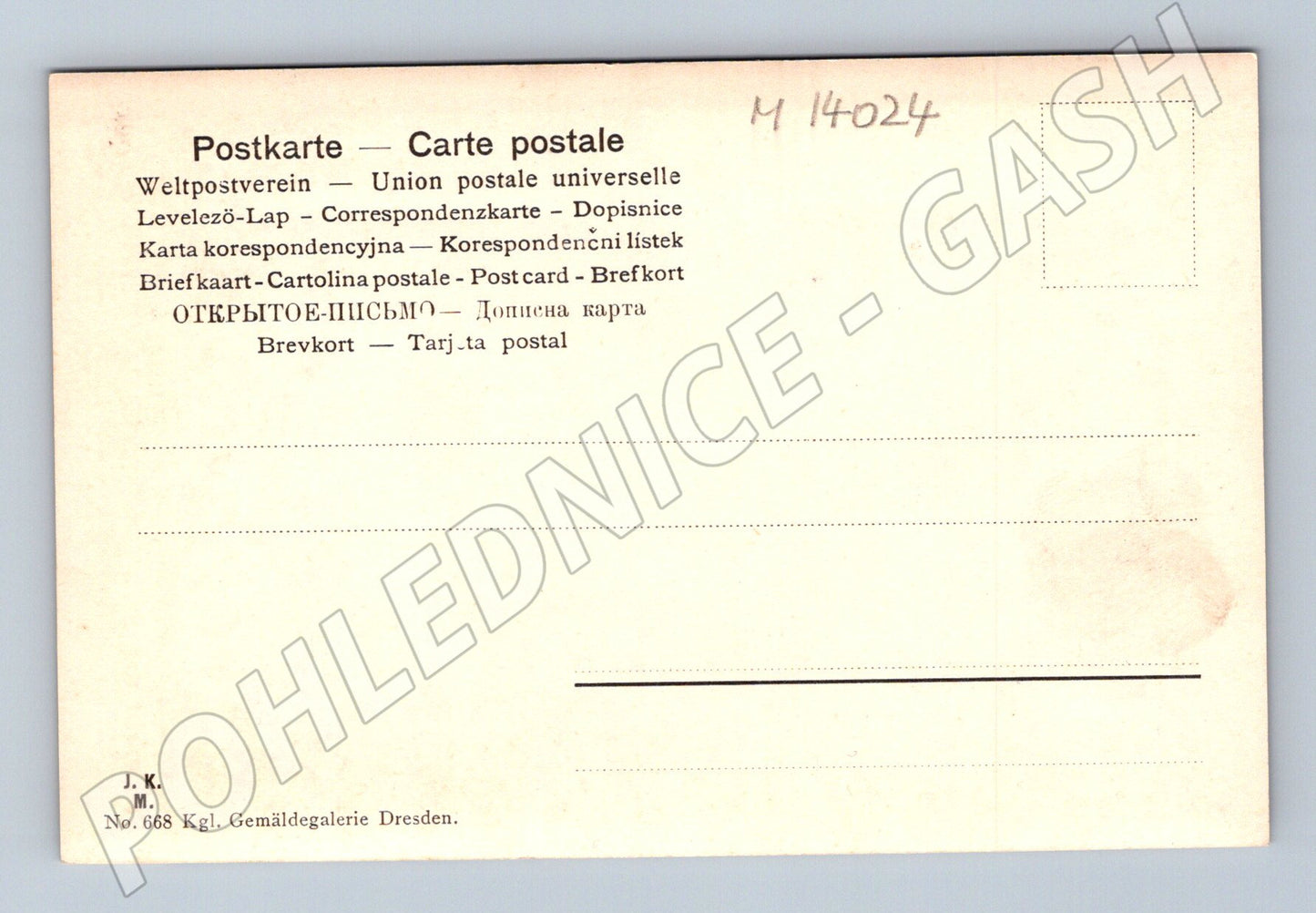 Pohlednice Rembrandt – Izákova oběť, Drážďany (M14024)